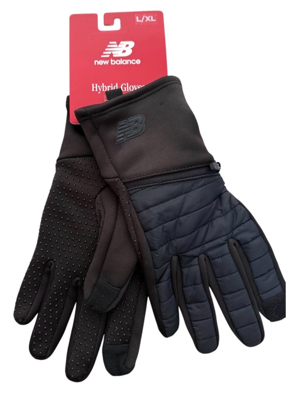 New Balance Men’s Black Quilted Hybrid Touch Screen black Winter Gloves